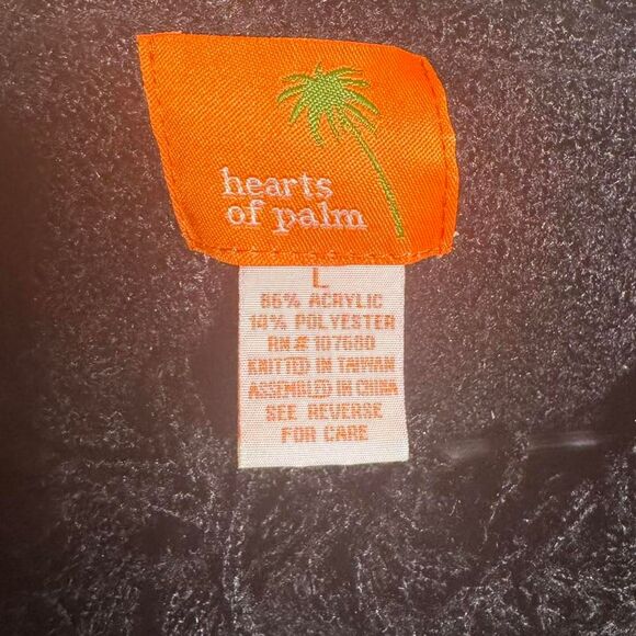 Hearts of Palm Large Black Fringe Pullover Knit Sweater Cozy - Picture 6 of 6